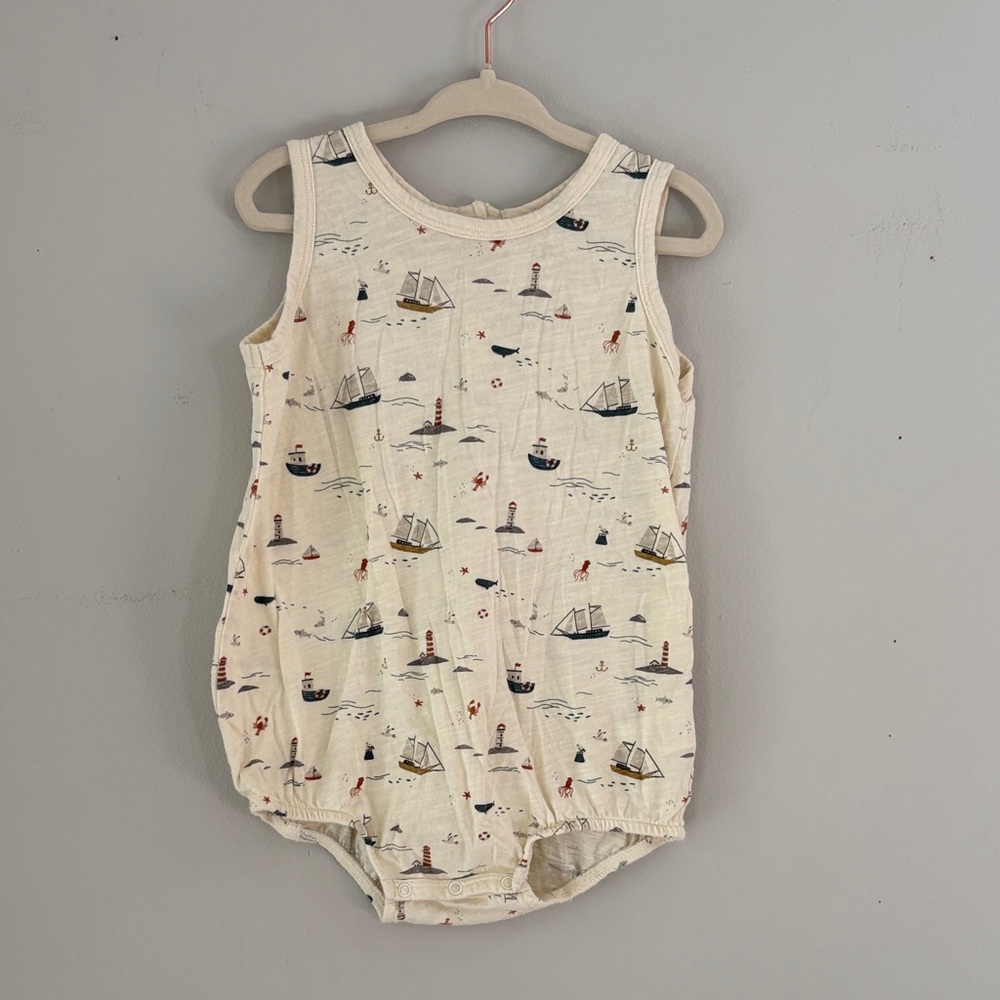 Rylee + Cru Cream Nautical Sailboat Print One-Piece